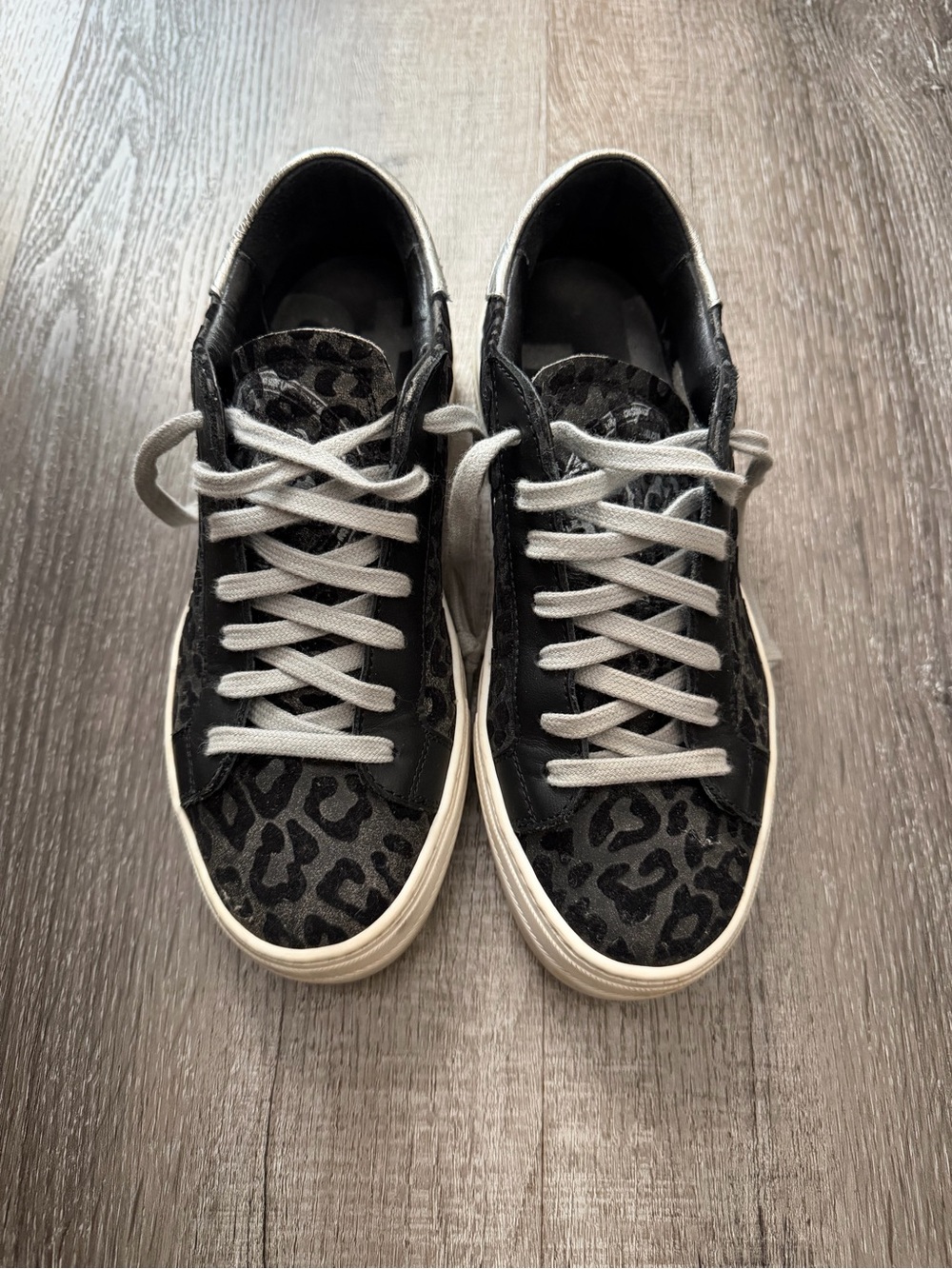 P448 Women's Black Leopard-Print Low-Top Sneakers